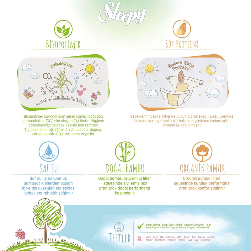 Sleepy bio natural bebek bezi özellikleri