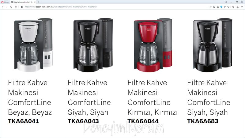 bosch comfortline filtre kahve makineleri