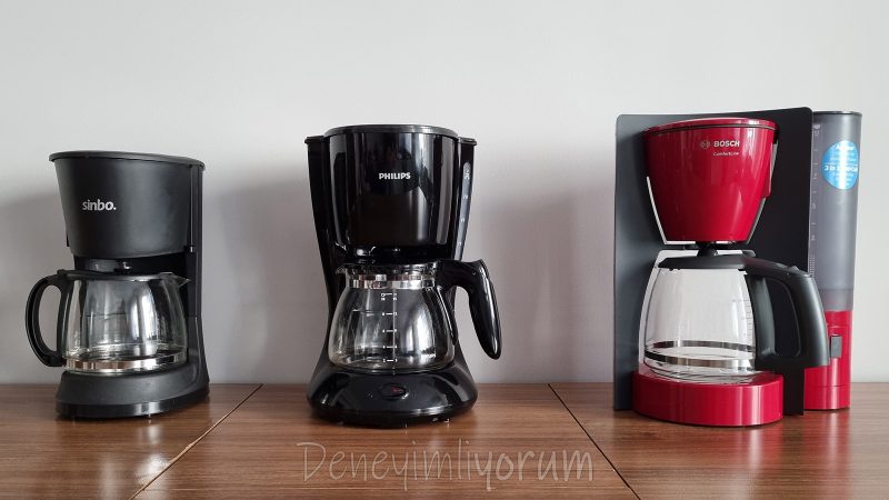 Bosch, Philips, Sinbo Filtre Kahve Makinesi boyutlar Karşılaştırma